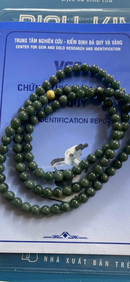Chuỗi ngọc bích Nephrite xanh đậm 108 hạt