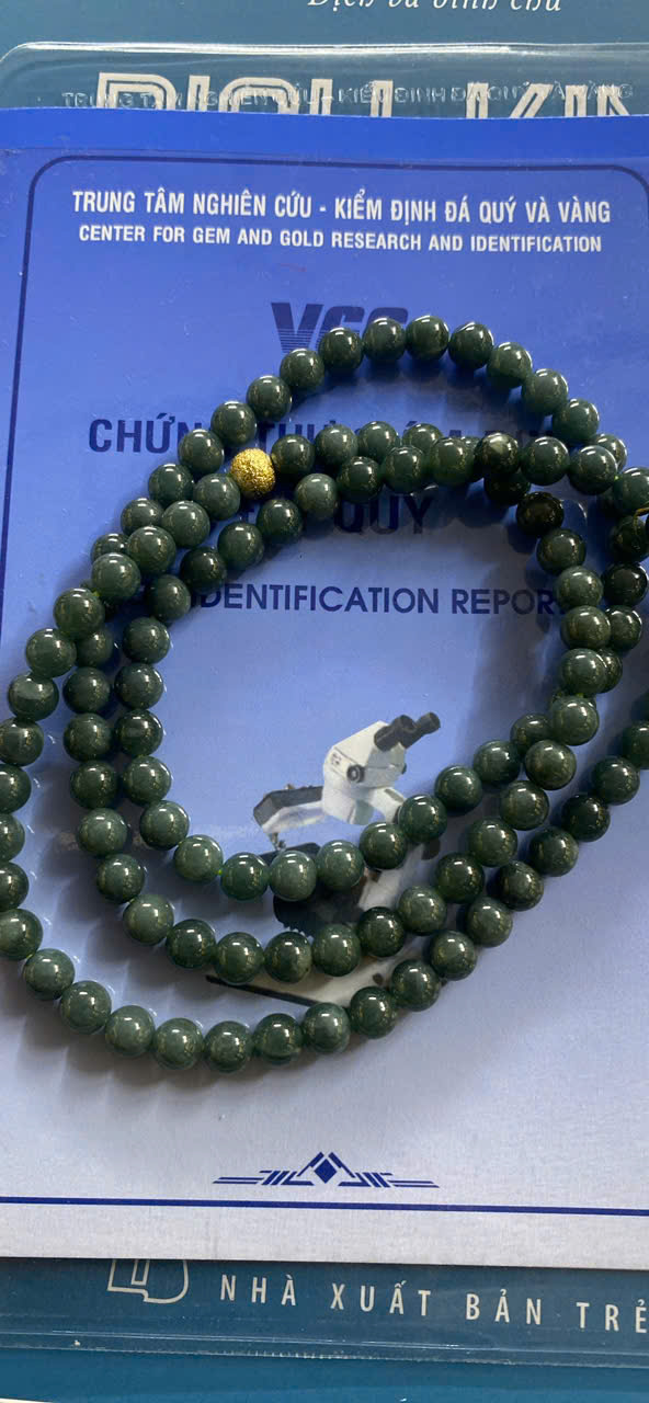 Chuỗi ngọc bích Nephrite xanh đậm 108 hạt