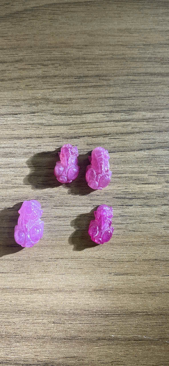Tỳ hưu chạm khắc từ Ruby hồng (bộ 4 viên)